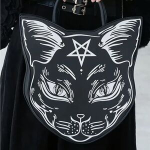 Casual Feline Gothic Purse/ Handbag- Cat Head Shaped Design, Punk Style